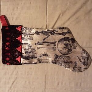 OOAK Gothic Goth Skeleton Christmas Stocking